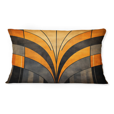 Orange And Grey Vectors - Abstract Shapes Printed Throw Pillow