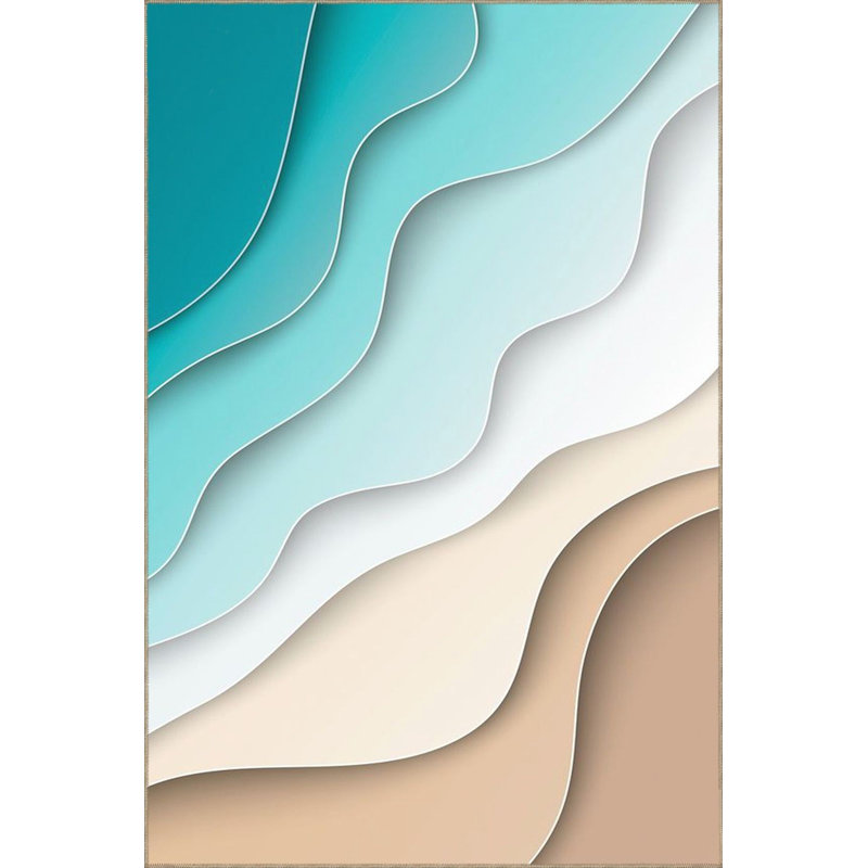 Tapis lavable à motifs Modern Blue Sea, Sous-tapis rond 3 pi 3 po inclus