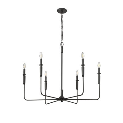 Lustre classique / traditionnel de style bougie à 6 lumières de 38 po de largeur Savanne