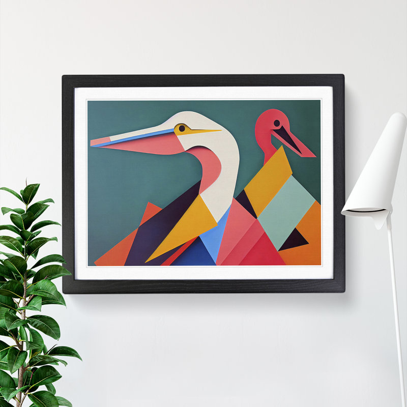 Abstract Pelicans Vol.2 - Framed Print, Black, 34cm H x 46cm W x 2cm D