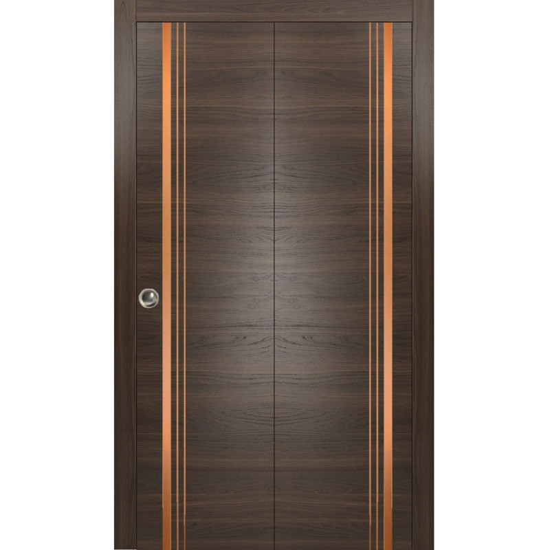 Porte pliante en bois manufacturé massif 1010 1010, Frêne chocolat, 64 po x 84 po