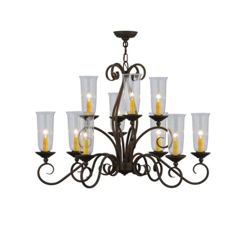 Wallis 10 - Light Dimmable Tiered Chandelier, White Parchment, Gilded Tobacco