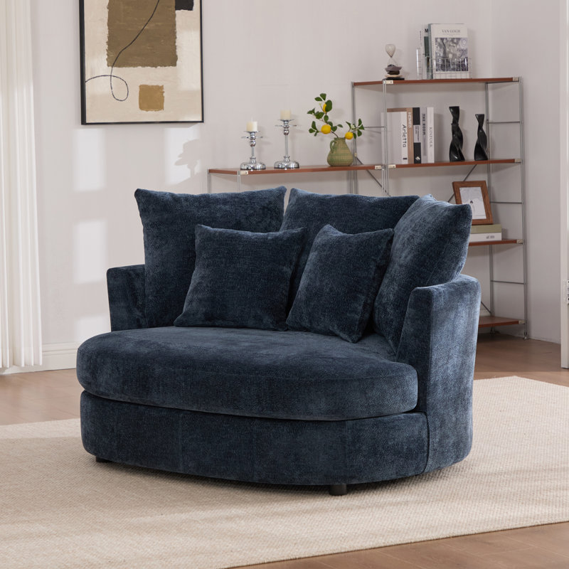 Fauteuil demi-tonneau 54,9 po, Chenille bleue marine