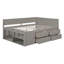 Lit de jour pleine grandeur avec tiroirs et tablettes - Mobilier de chambre multifonctionnel, organisateur de rangement, gris