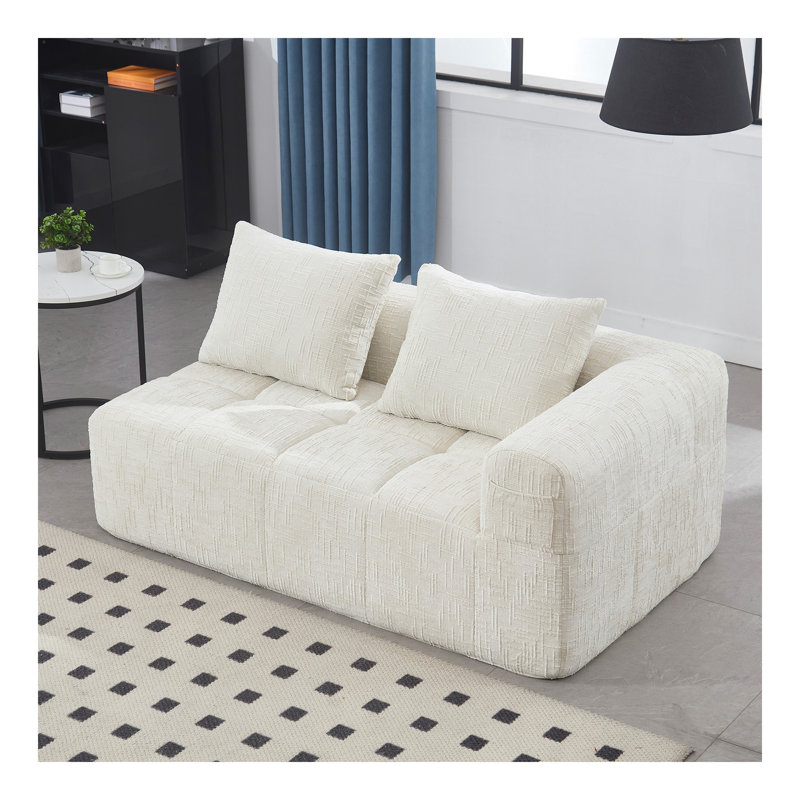 Canapé en chenille, canapé-lit modulaire minimaliste pour le salon, Beige