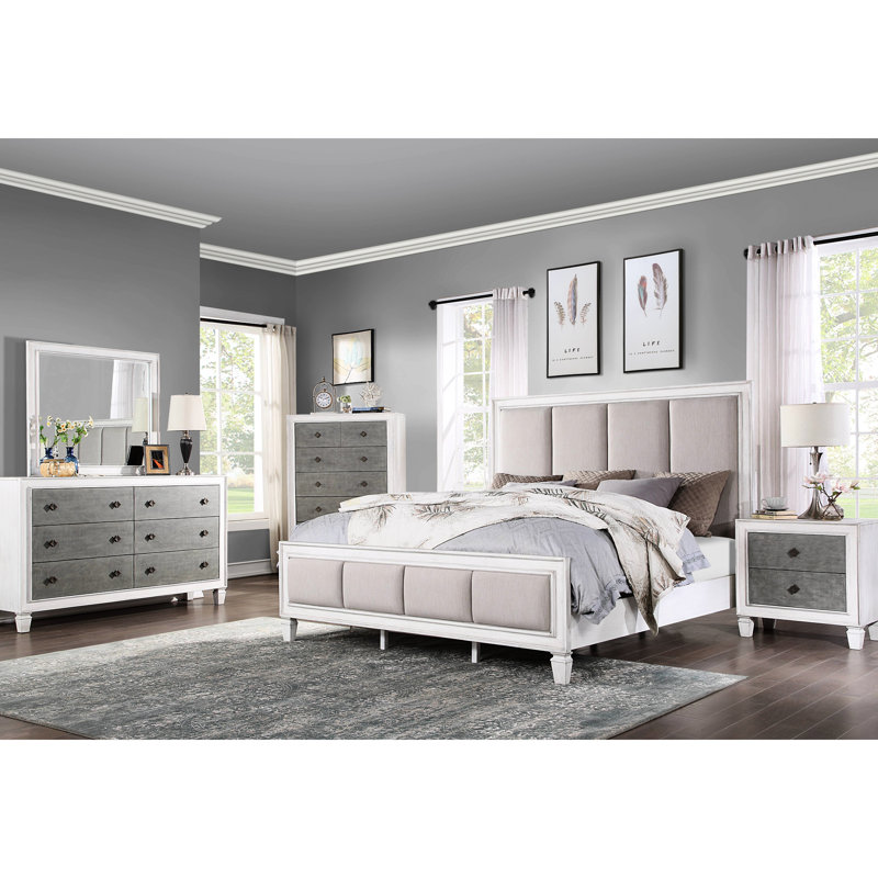 Night Stand In Gray And White With Smooth Drawer Movement Rustic Weathered Style