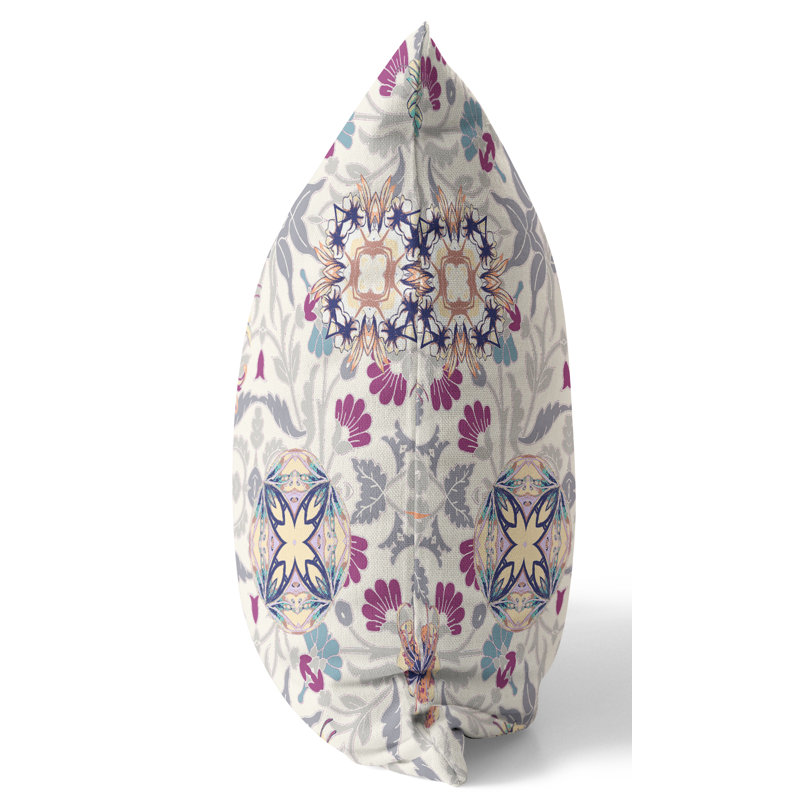 Amaretto Reversible Throw Pillow, 26"x26", Off White/Gray
