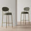Ensemble de 2 tabourets de bar 29 po de hauteur avec siège et tabouret de bar rembourré en similicuir avec pieds dorés et chaises rondes (vert)