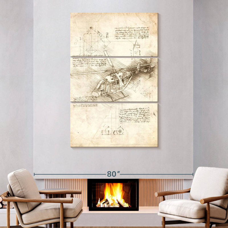 Mehar Helicopter Blueprint, 74" H x 48" W