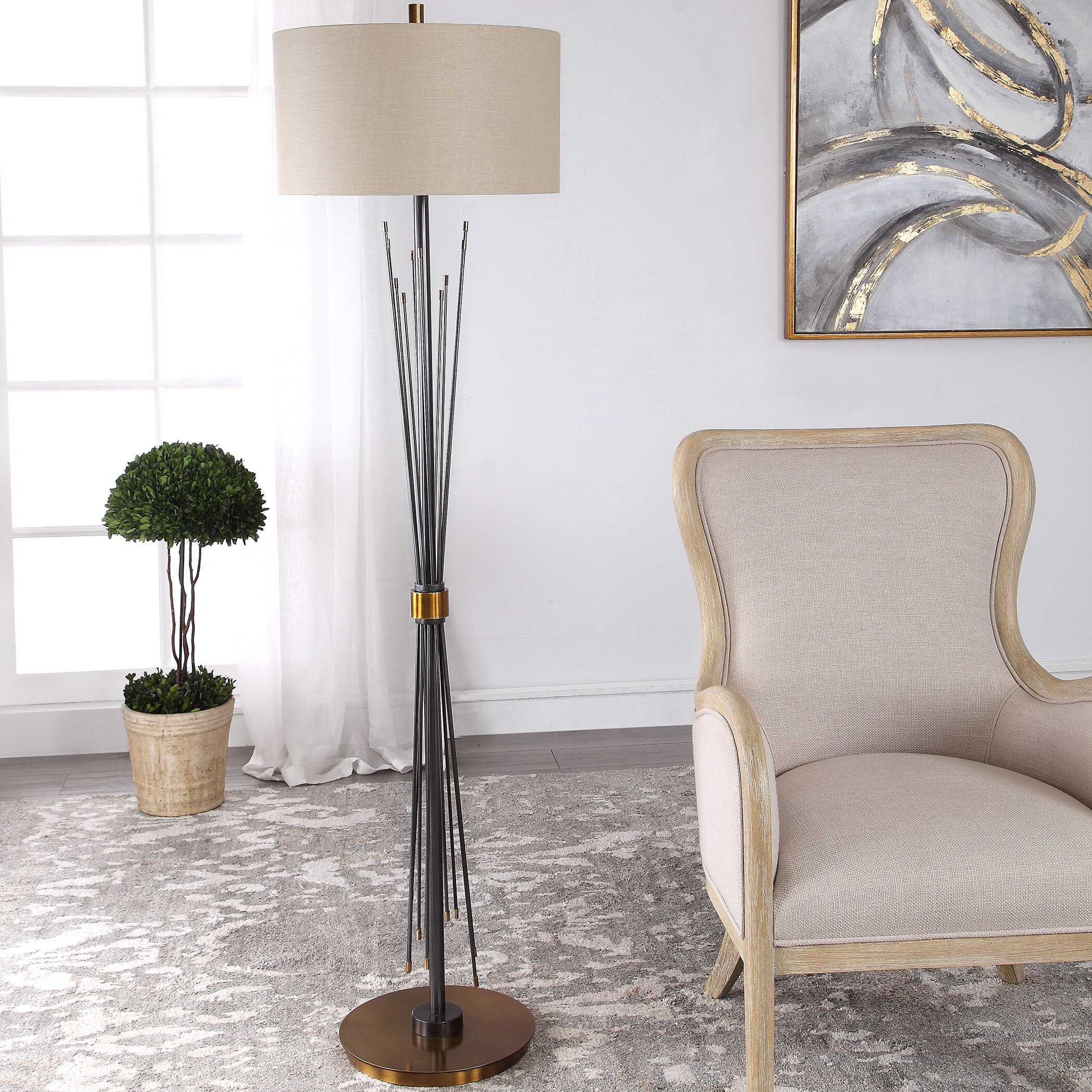 CANYON HOME Amber 60-in Black Stick Floor Lamp in the Floor Lamps  department at