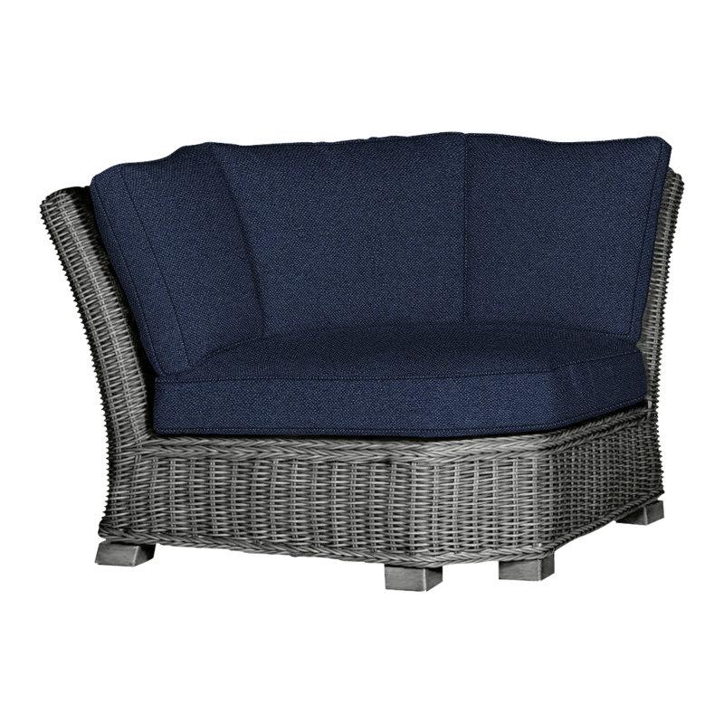 Rustic Woven Sectional Corner, Slate Gray, Rollo Chambray InsideOut® Linen, Welt