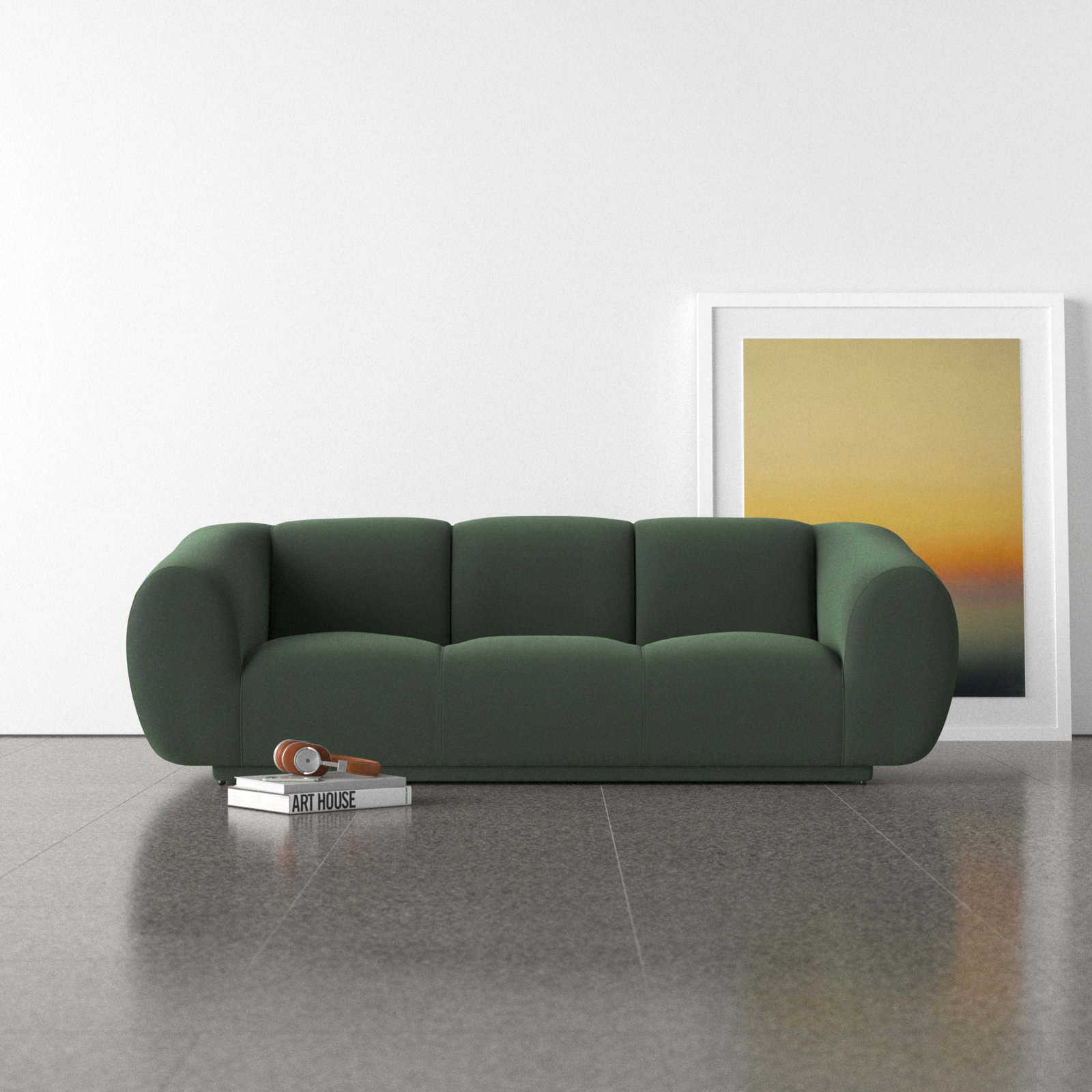 Deangelo 90" Velvet Sofa, Forest Green