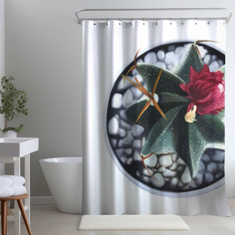 Floral – Polyester Shower Curtain, Dye Sublimation Print, 71" W × 74" L