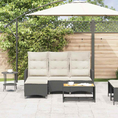  Canapé inclinable de jardin en rotin PE noir