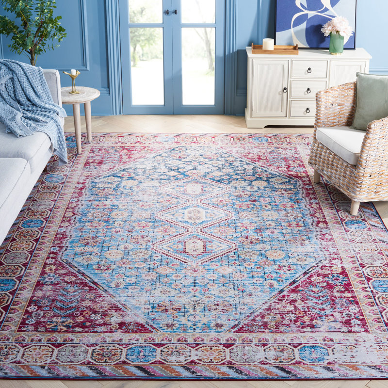 Ziebarth 164 M/W S/R Area Rug In Blue / Red, Rectangle 8' x 10'