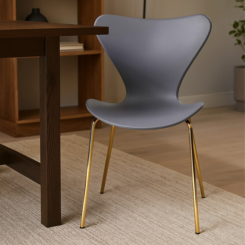 Sergey 49cm H Wing Back Stacking Side Chair, Grey