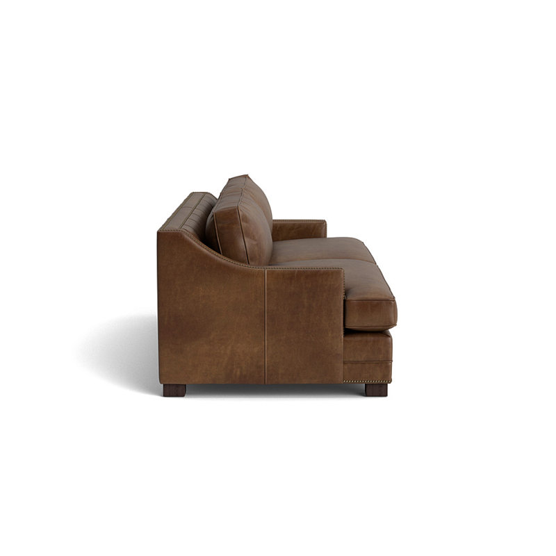 Canapé en cuir Keaton Slope avec clous 74, Antique Brass, Java, Bedford - Tobacco