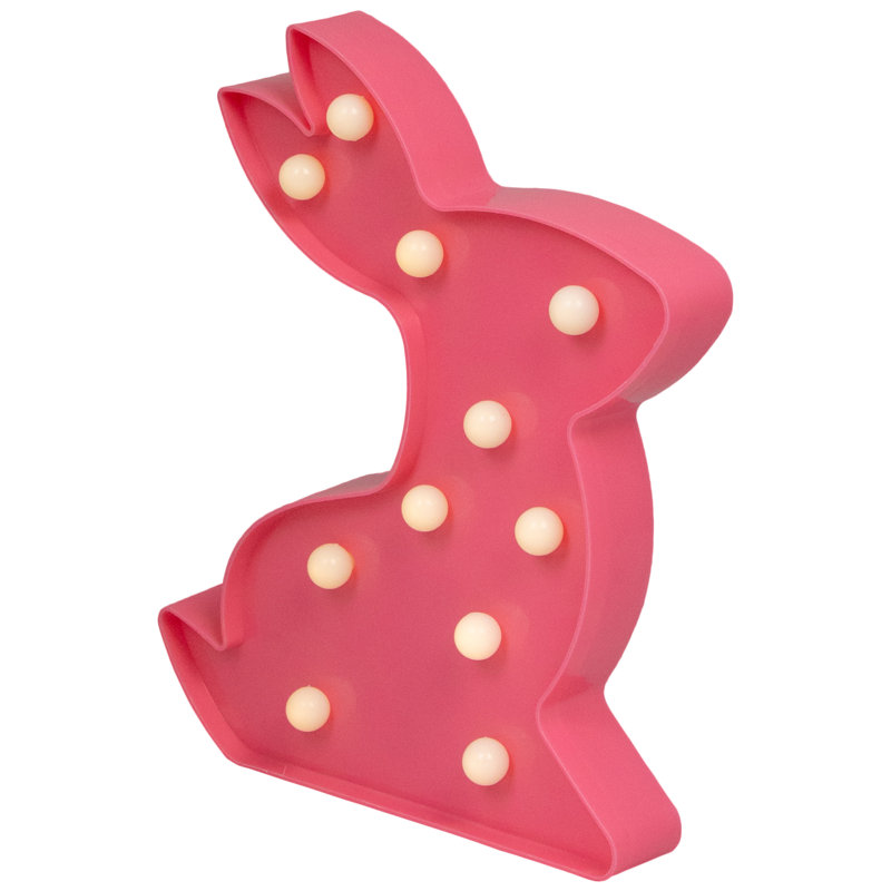Enseigne lumineuse de lapin de Pâques rose 9,5 po