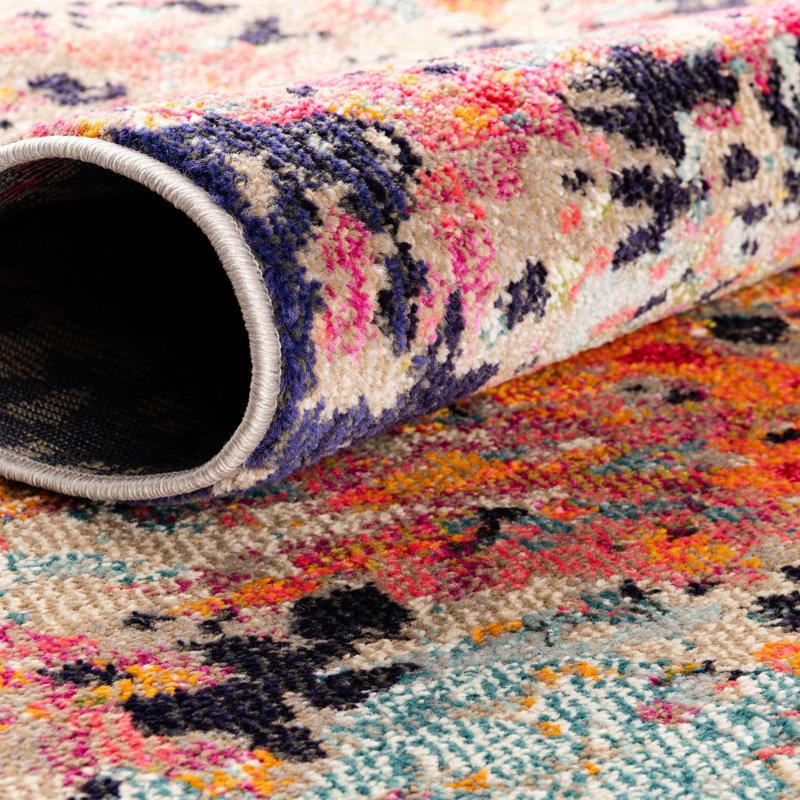 Washable Abstract Indoor Rug, Rectangle 9'10" x 14'