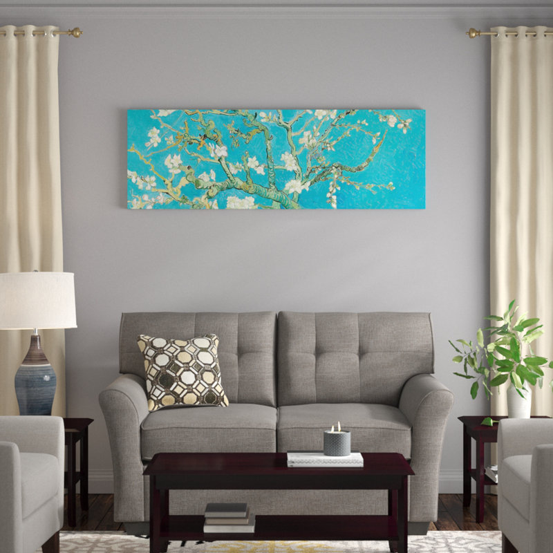 « amande fleur » par vincent van gogh, impression sur toile, H 20 po x l 60 po x P 1,5 po, Toile avec cadre noir
