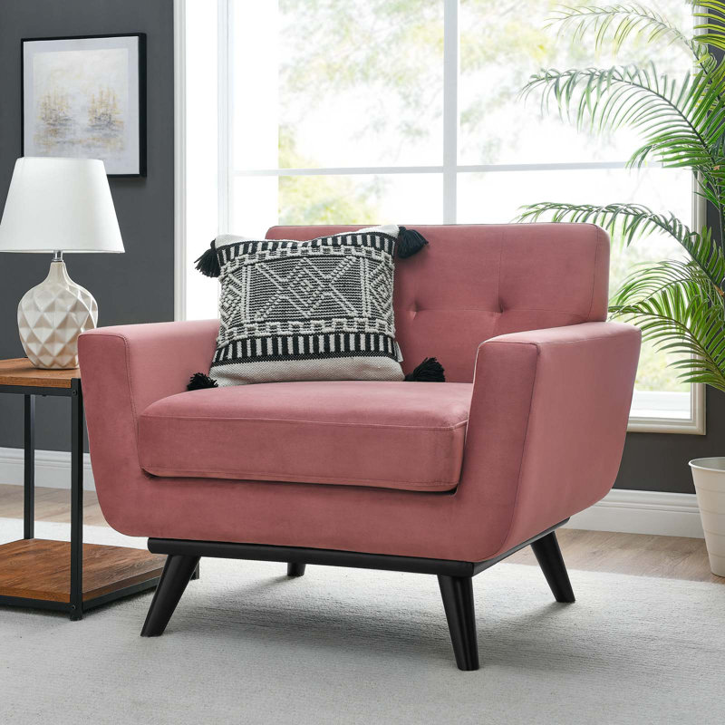 Fauteuil Engage, Velours rose cendré
