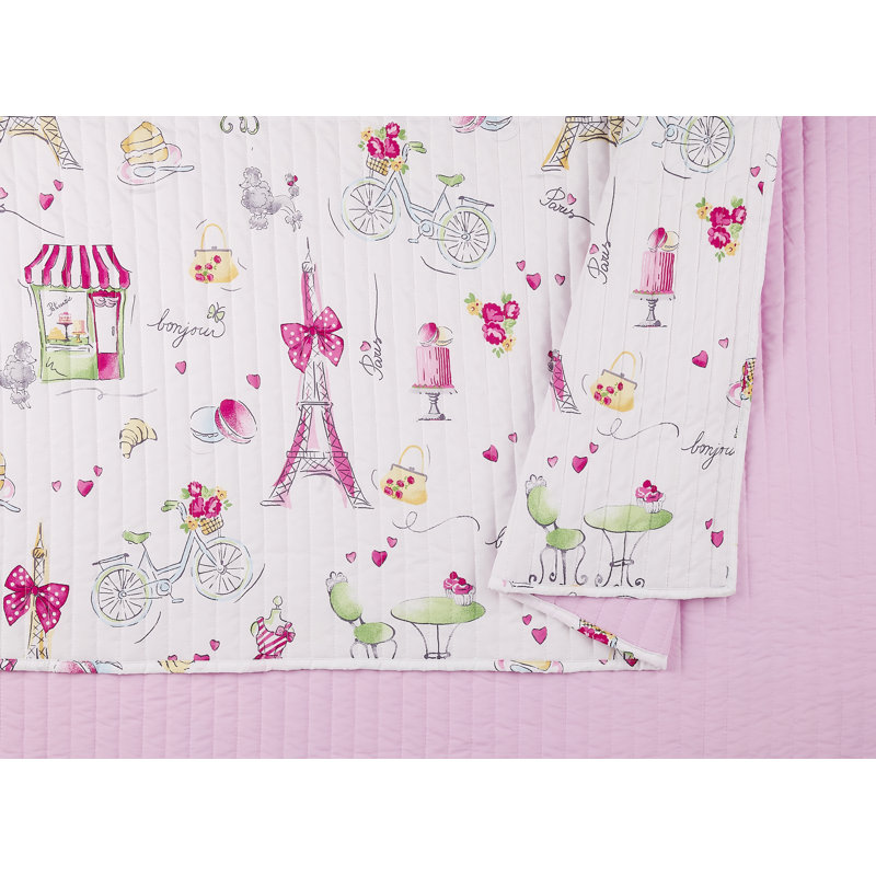 Pretty in Paris Pink Microfiber Twin Quilt Set