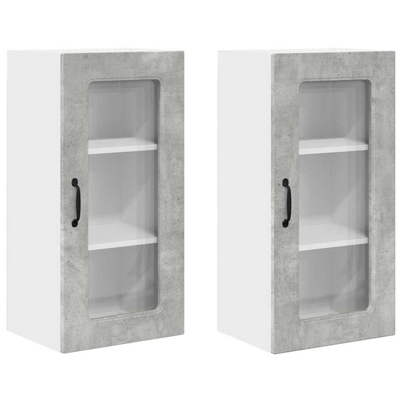 Vidaxl Kitchen Wall Cabinet With Door 2 Pcs Sonoma Oak 40 X 31 X 80 Cm, Concrete Grey