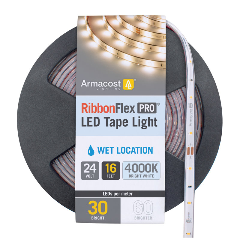 RibbonFlex Pro, 24 V, 4 000 K, 30 DEL / M, IP67, bande de lumière sous l'armoire 5 M, 4 000 K