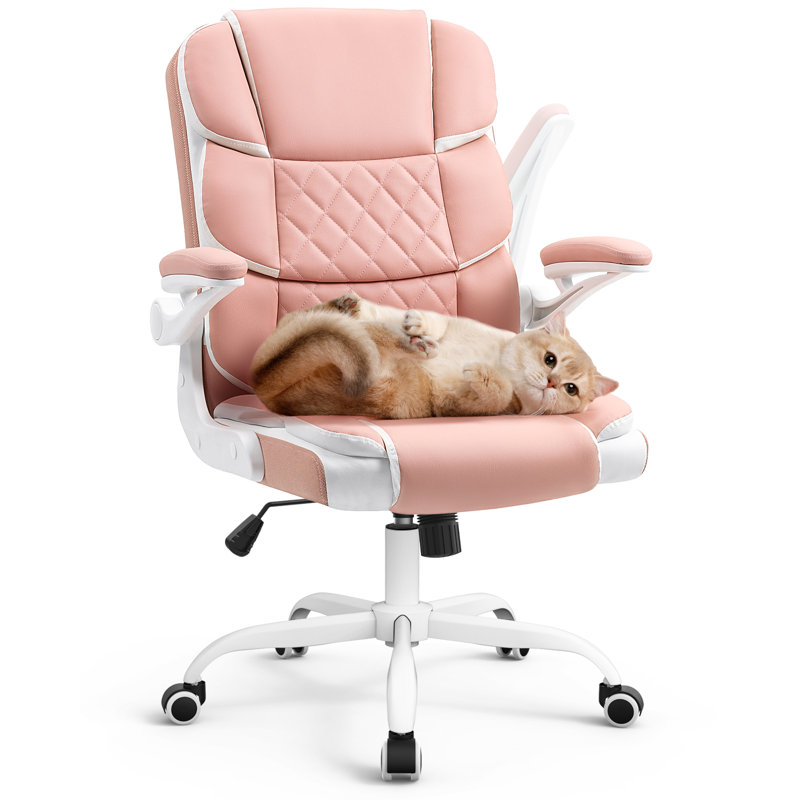 Elysabeth Leather Office Chair, Pink