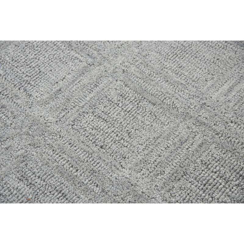 Tapis gris en laine touffeté à la main Phan, Rectangle 9 pi x 12 pi
