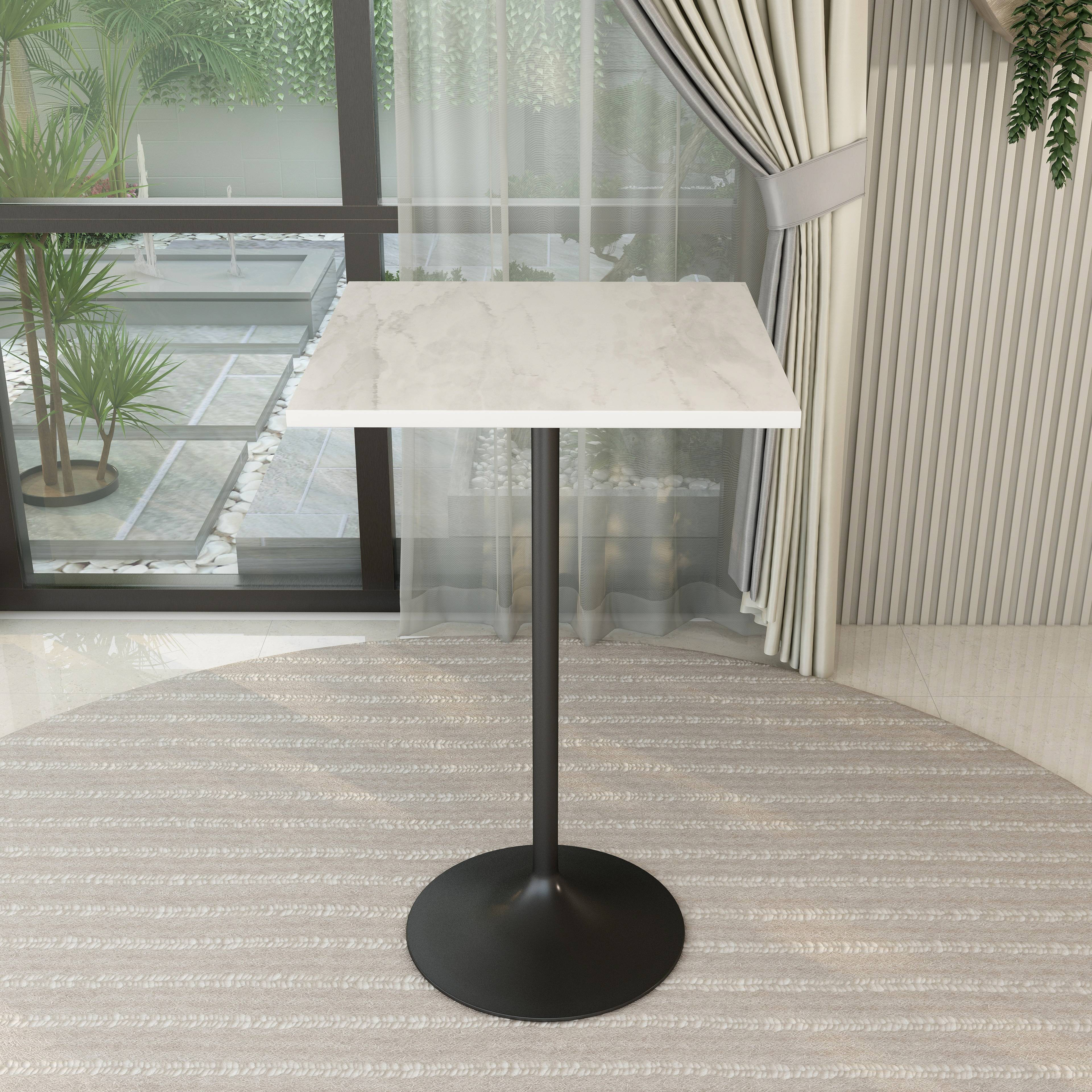 Ivy Bronx Square Bar Height Dining Table With Resin Top And Black ...