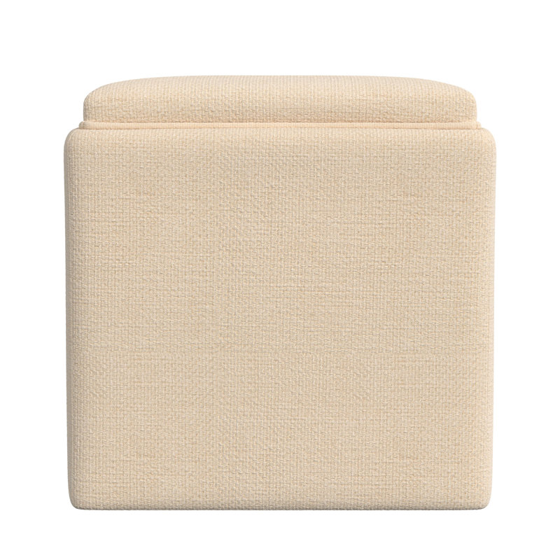 Homepop Storage Ottoman With Tray Top, Cream