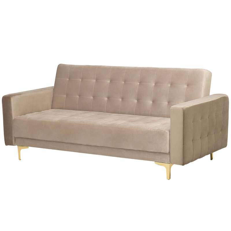 Cherry 3 Seater Velvet Sofa Bed, Sand Beige
