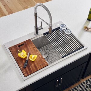 Ruvati 33'' L Drop-In Single Bowl Stainless Steel Kitchen Sink ...