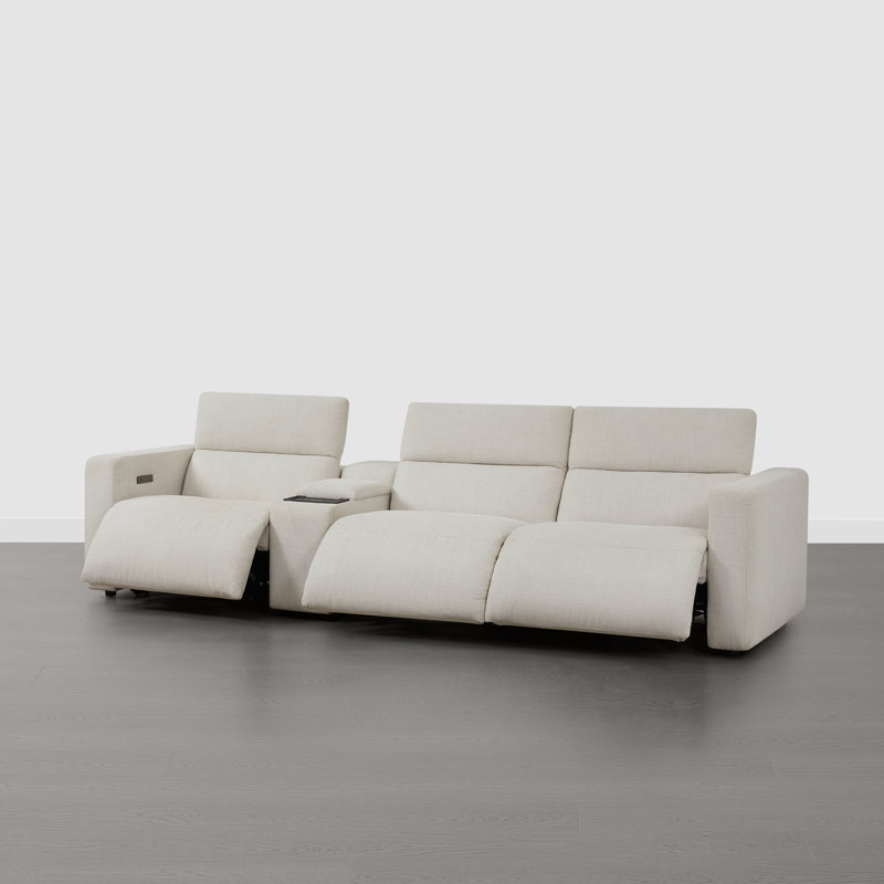 130'' Wide Upholstered Reclining Sofa With Console