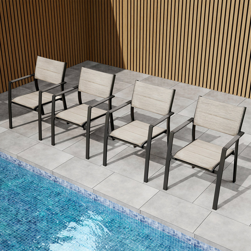 Ensemble de 4 chaises de salle à manger empilables pour l'extérieur, chaises de patio empilables en aluminium Never-Rust