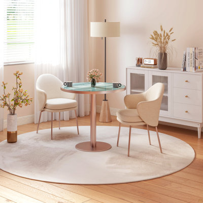Table de salle à manger ronde moderne de 31,5 po avec tulipes, plateau de table en pierre frittée avec impression de faux marbre de luxe, base en acier inoxydable, surface imperméable et résistante aux rayures et à l'usure, idéale pour l'intérieur et l'extérieur