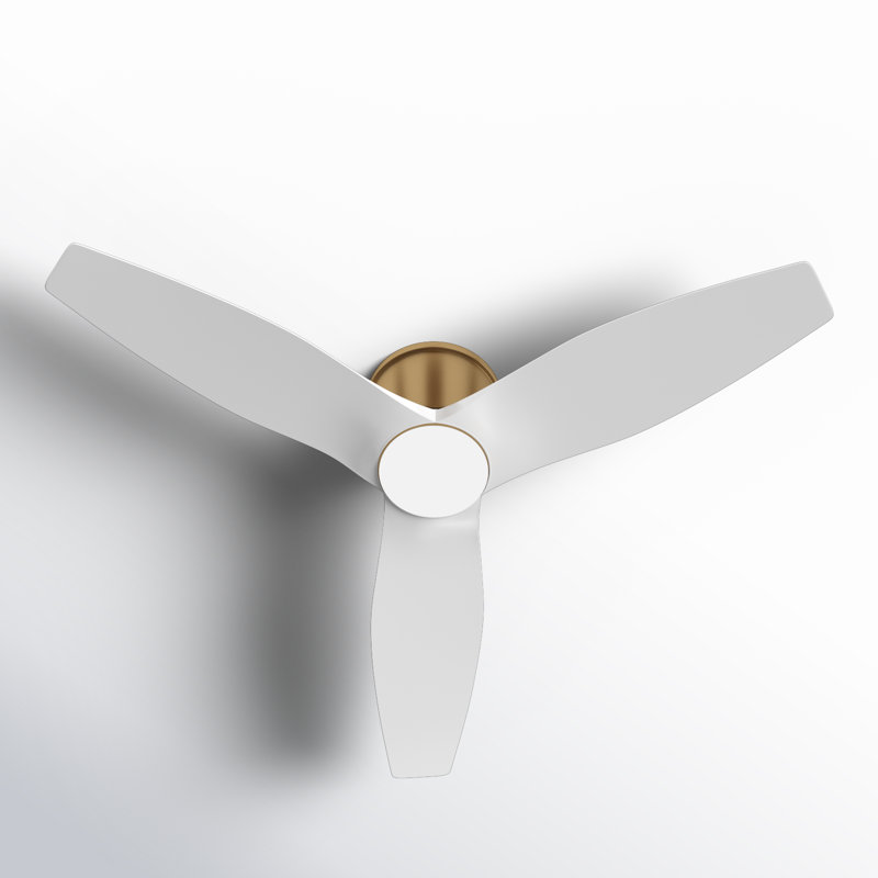 Aisling Ceiling Fan with LED Lights, Matte White, Satin Brass, 52"
