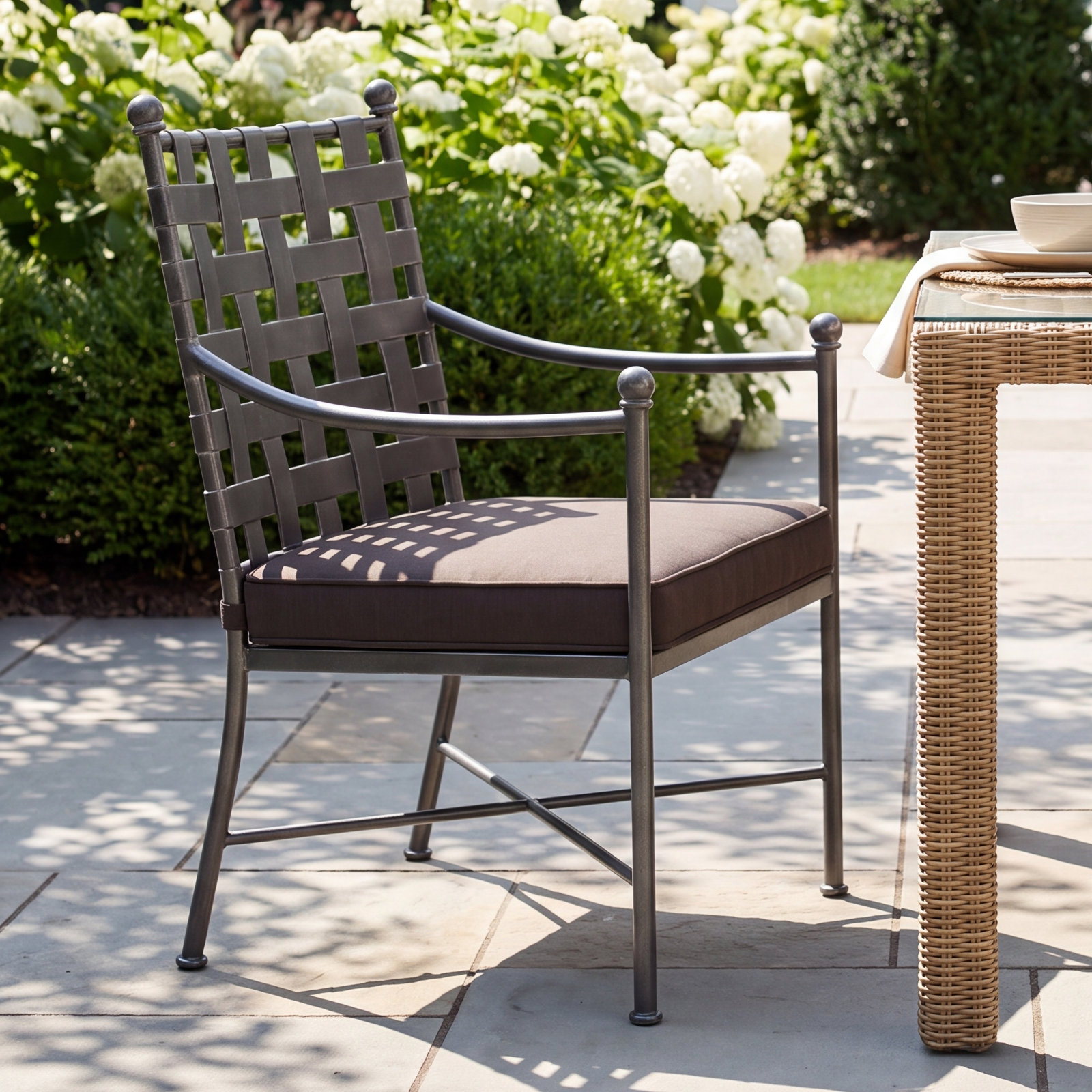 Lucier Sunbrella® Patio Armchair, Spectrum Carbon Sunbrella® Plainweave