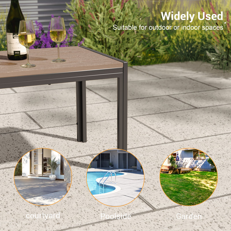 Table basse rectangulaire de patio avec plateau de table Hips, Brun