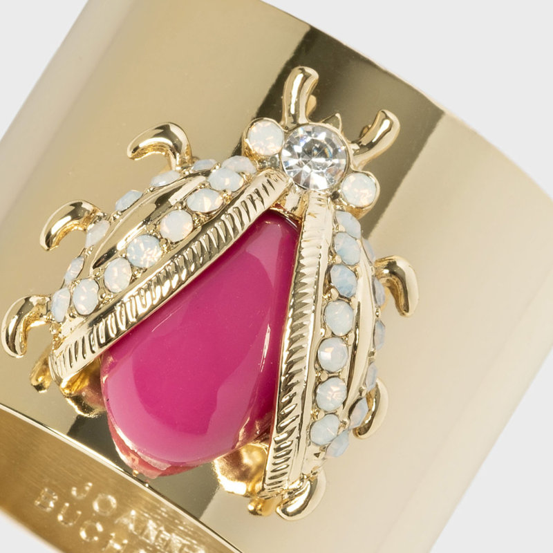 Ladybug Napkin Rings, Pink/Shiny Gold