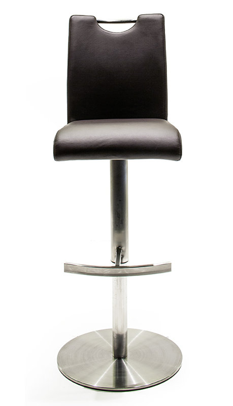 Alida Swivel Upholstered and Faux Leather Adjustable Height Bar Stool with Stainless Steel Frame, Brown