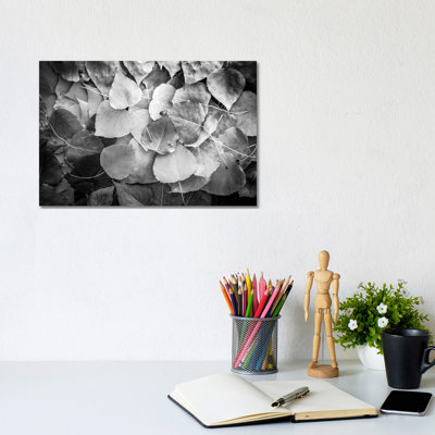 Fallen Leaves Monochrome by Nik Rave - Wrapped Canvas Print