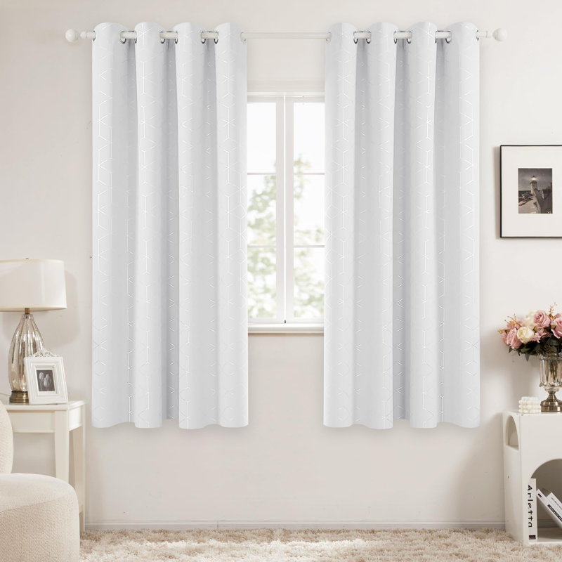 Decorative Silver Diamond Blackout Curtains(Set of 4), Black, 52" W x 72" L