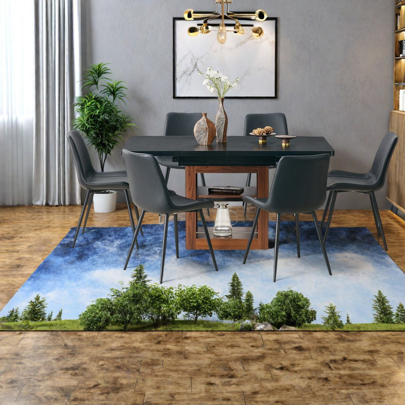 Ensemble de table de salle à manger moderne extensible, en bois et métal, parfait pour les réunions de famille