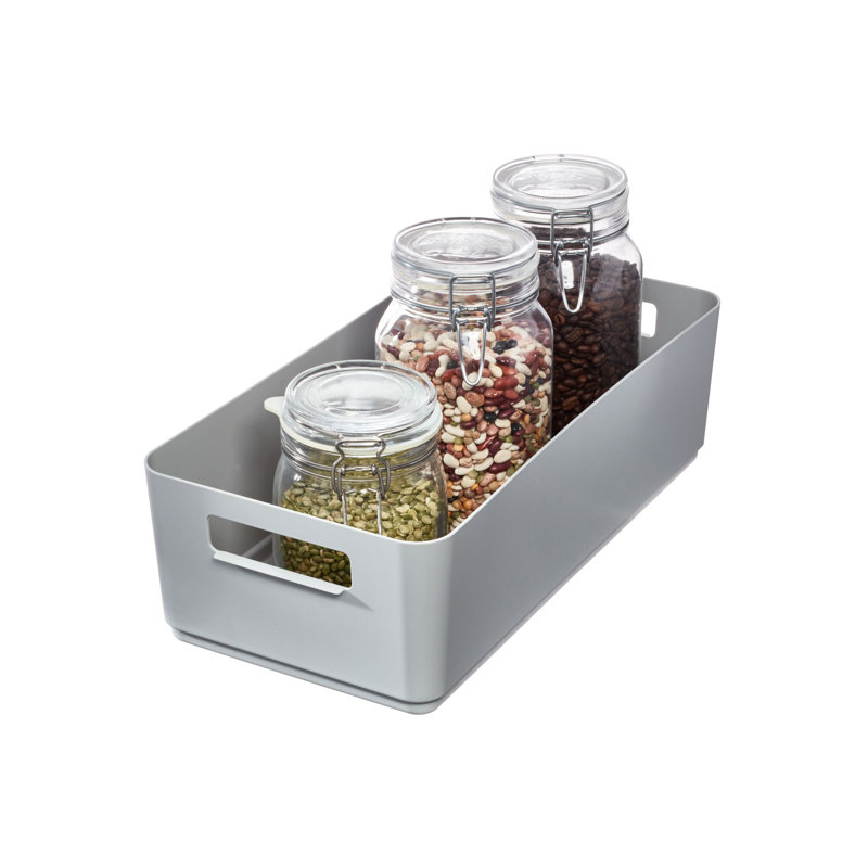 Bac de rangement en plastique recyclé iDesign, 17 po x 8,5 po x 5 po, gris, H 5,07 po x l 8,63 po x P 17,31 po