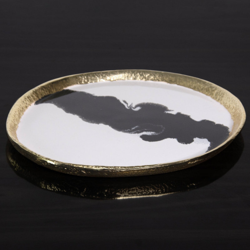 Petit plateau rond Bianco Nero, 0.75" H x 12" W x 11" D