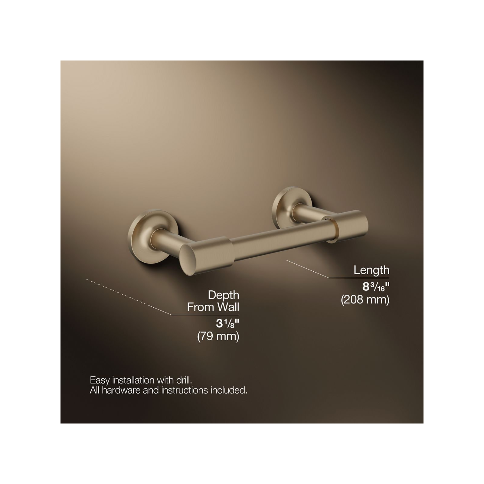 Purist Pivoting Toilet Paper Holder, Wall-Mount Bathroom Toilet Paper Holder, Vibrant Brushed Bronze