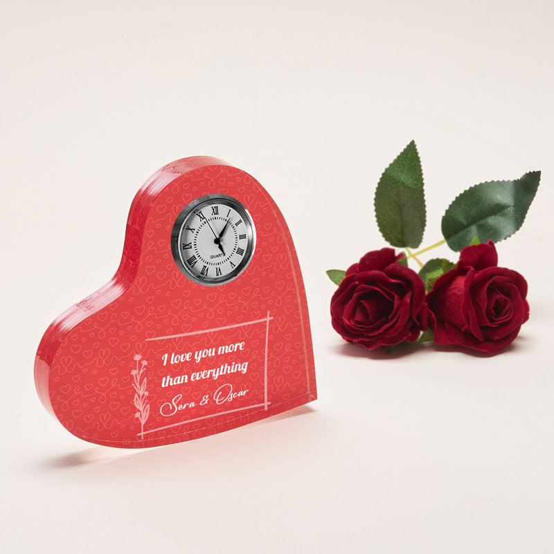 Analogue Acrylic Mechanical Tabletop Clock in Pink, Yes