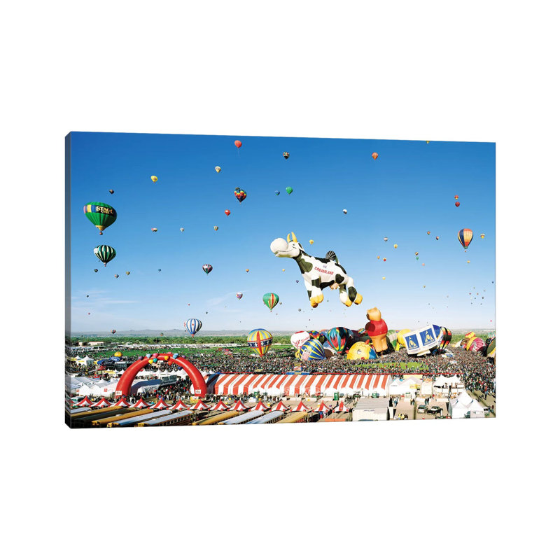 Hot Air Balloons Aloft At The Albuquerque International Balloon Festival, Albuquerque, New Mexico - Wrapped Canvas Print